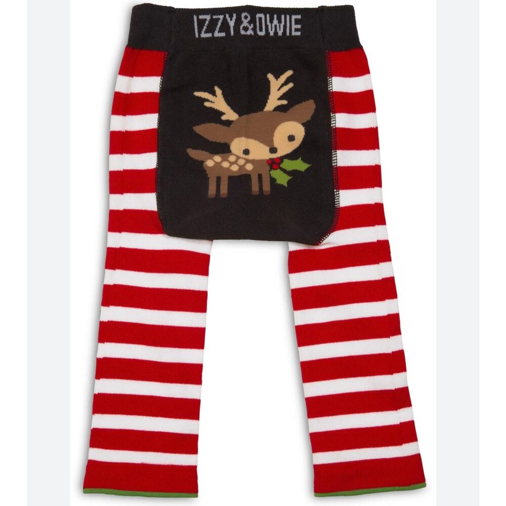 Izzy & Owie Reindeer Red White Striped Leggings Size 6-12 Months